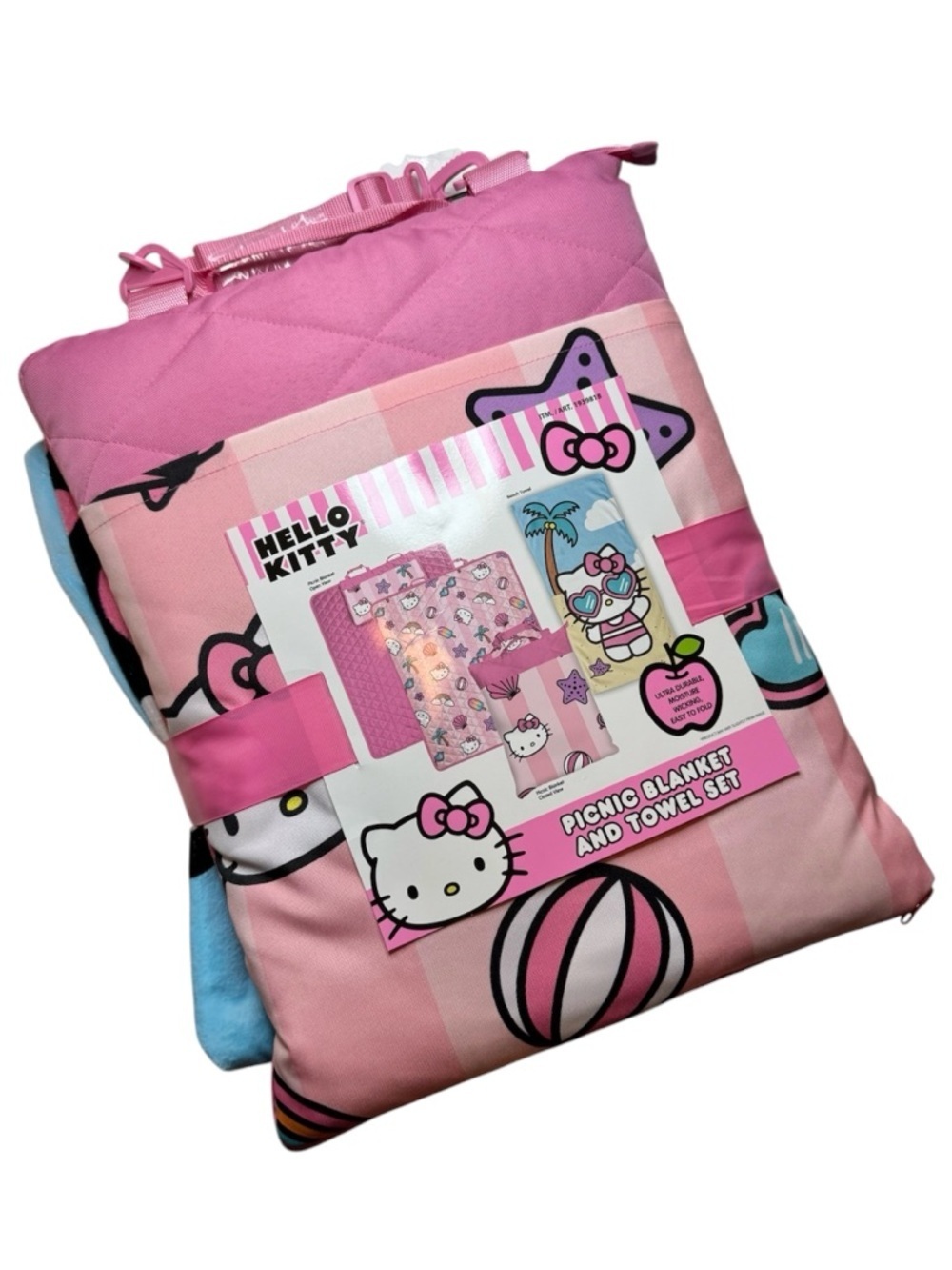 New Hello Kitty Pink Picnic Blanket & Towel Set